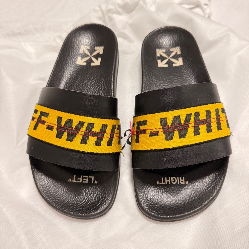 Off-White Black and Yellow Logo Slides 37